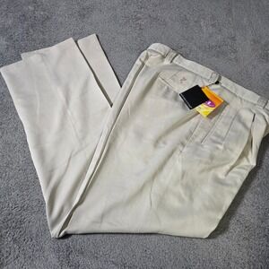 Ashworth Mens 35 Pleated Golf Pants Khaki Weather Systems Moisture Wicking NWT